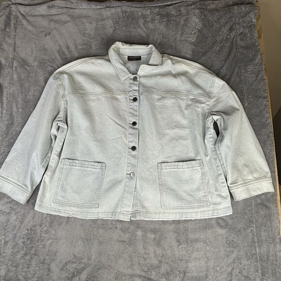Lane Bryant Jean Jakcet Women's 16 Light Wash LS Collared Button Up Light Weight - Picture 11 of 16